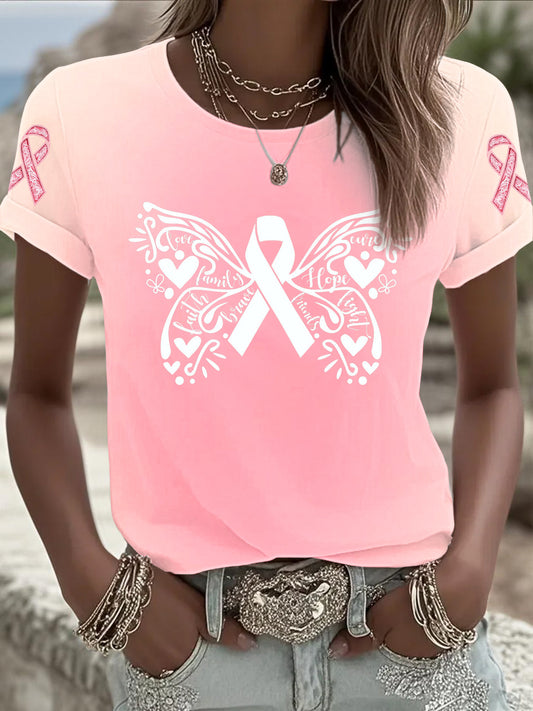 Women's Breast Cancer Printed T-shirt