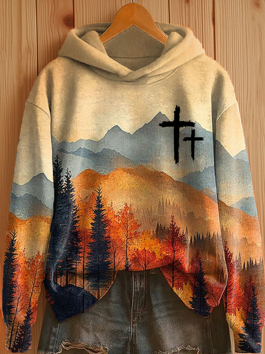 Women's Fall Faith Print Casual Sweatshirt