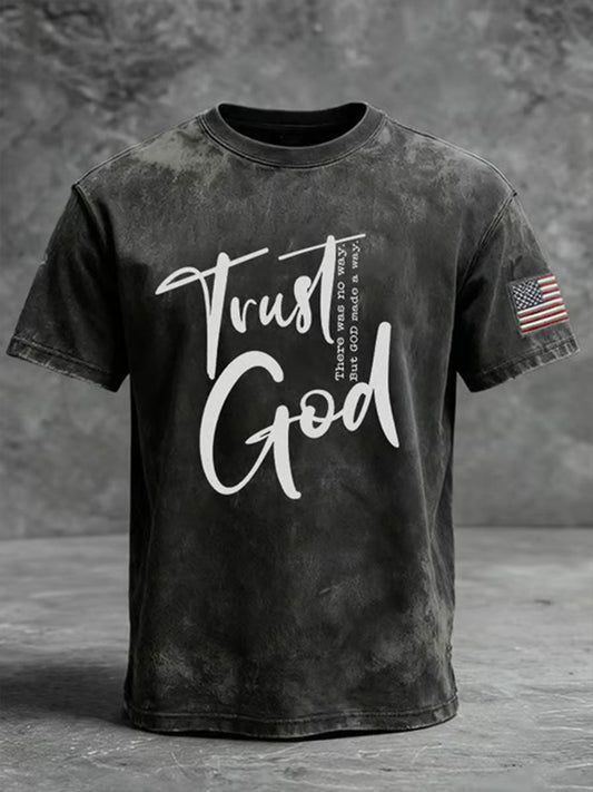 Men's Trust in God Printed Casual T-shirt
