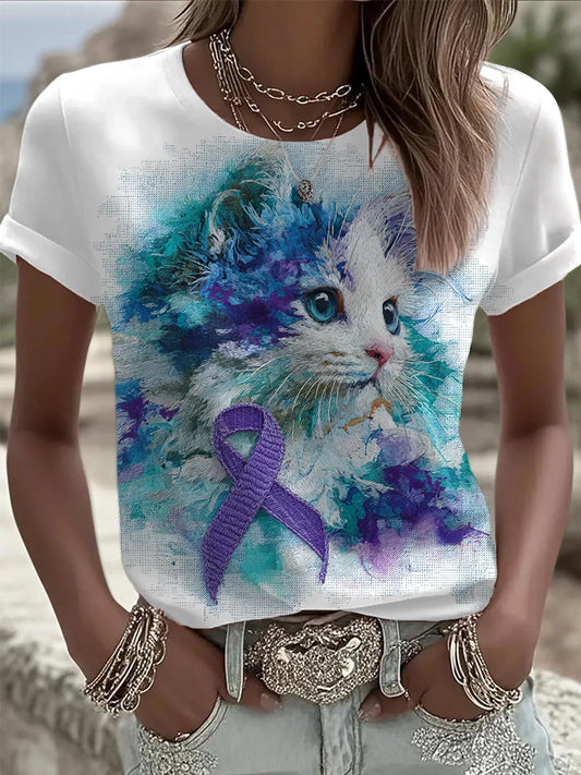 Women's Mental Health Awareness Art Print Short Sleeve T-Shirt