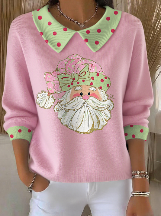 Women's Funny Christmas Santa Art Printed Tops