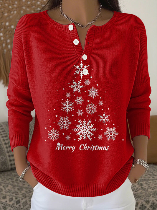 Women's Christmas Print Knit Top