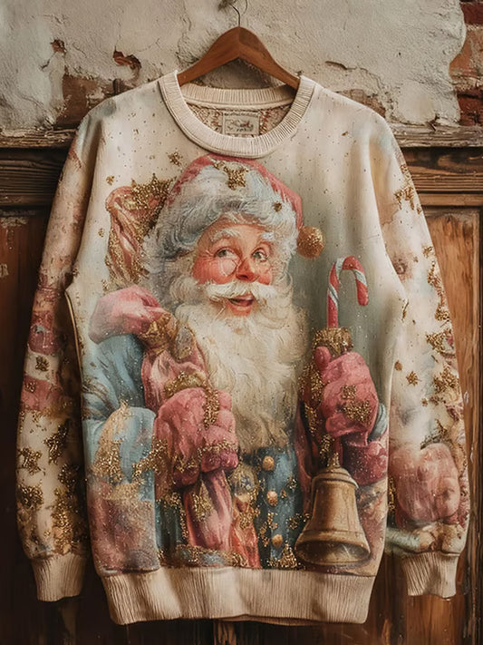 Women's Vintage Christmas Santa Claus Print Sweatshirt