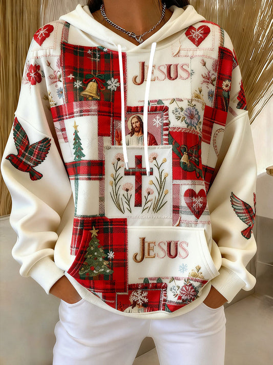 Women's Casual Retro Christmas Faith Hoodie