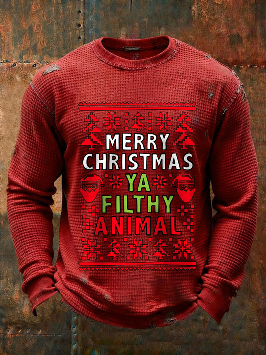 Men's Merry Christmas ya filthy animal long-sleeved T-shirts