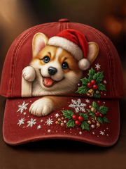 Unisex Christmas dog print Hat