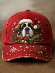 Unisex Christmas dog print Hat
