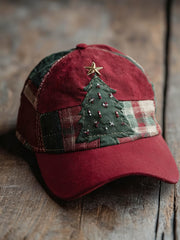 Unisex Christmas Tree Print Colorblock Print Hat