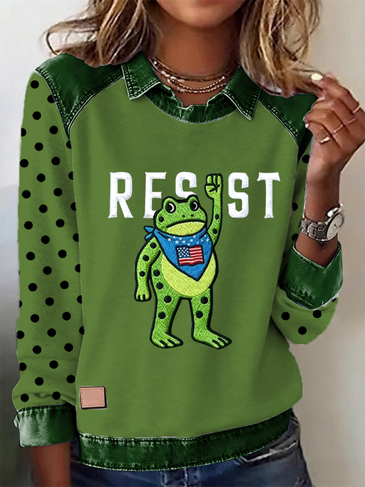 Women's Portland Frog Resist Printed Long Sleeve Shirt