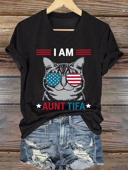 Women's I Am Aunt Tifa V-Neck Tee