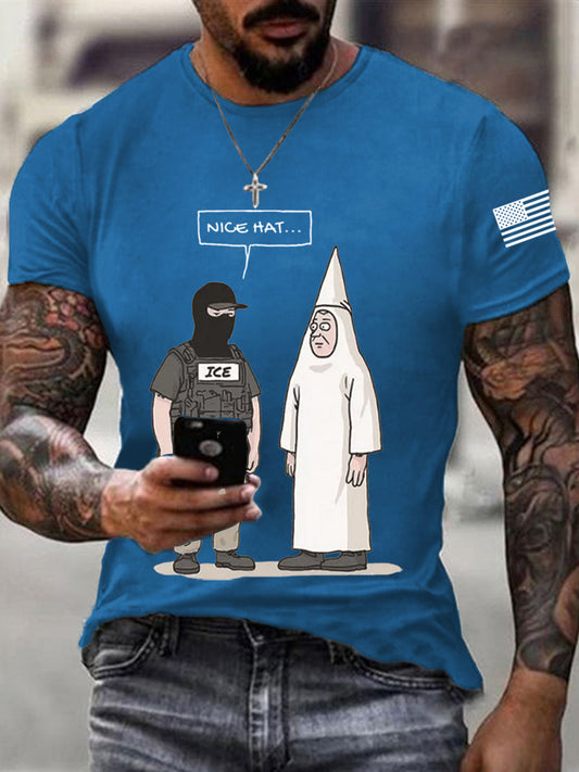 Men's Funny Abolish ICE Nice Hat V-Neck Tee