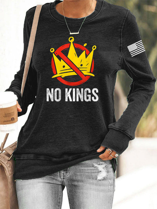 Women's No Kings In America USA Flag Print Sweatshirt