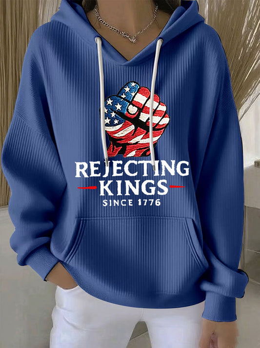 Women's No Kings Print Casual Hoodie