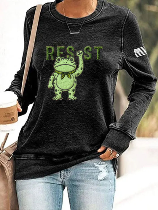 Women's Resist Frog Print Sweatshirt