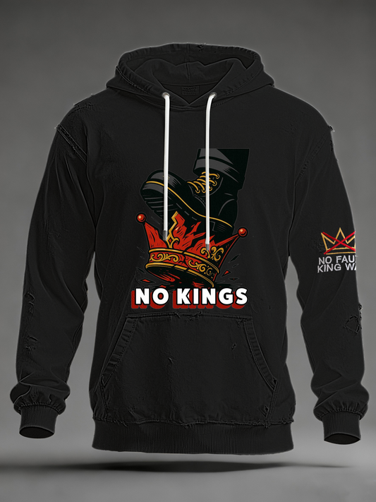 Men's No Kings Oversized Drop-Shoulder Hoodie with Pockets