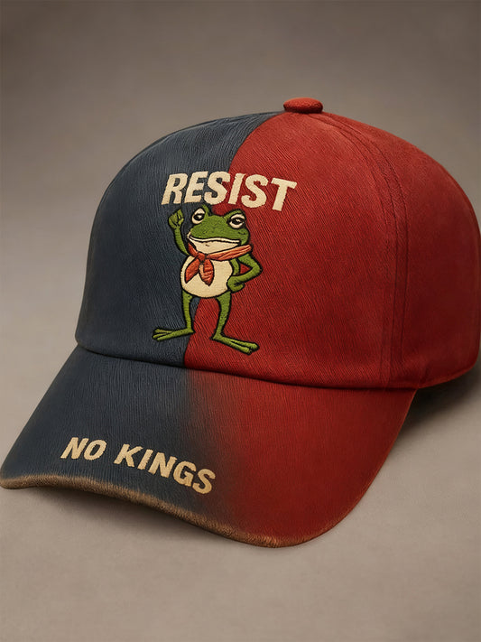 Unisex Resist Frog No Kings In America  Printed Hat