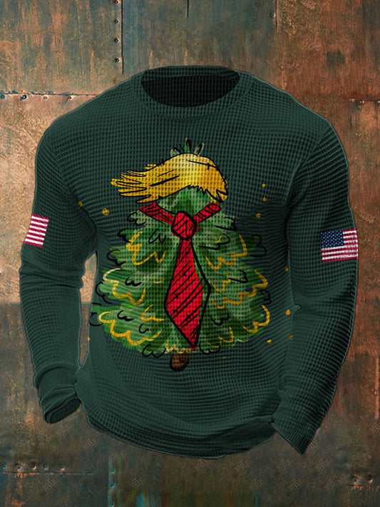 Men's Waffle Funny Christmas Maga Printed Tops