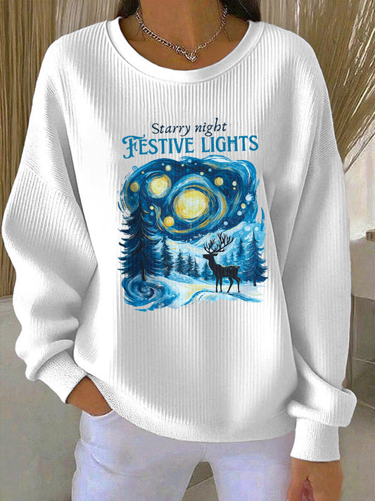 Women's Christmas Night Scene Printed Casual Sweatshirt