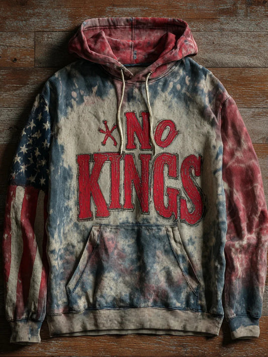 Men's No Kings Printed Casual Hoodie