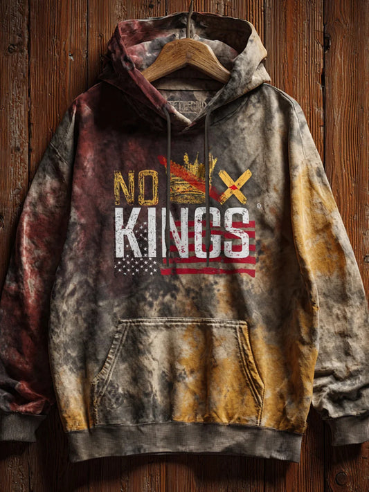 Men's No Kings Printed Casual Hoodie