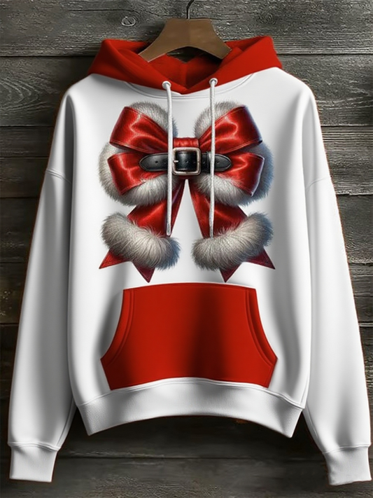Women's Christmas bow Print hoodie