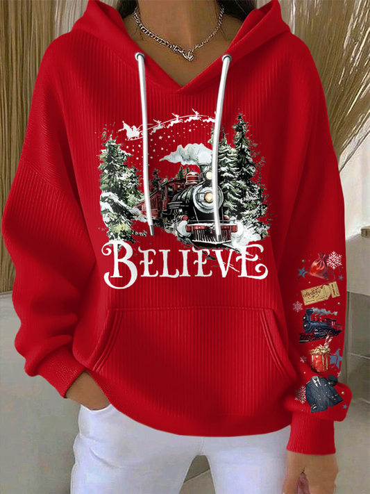Women's 90s Retro Christmas Movie Print Hoodie