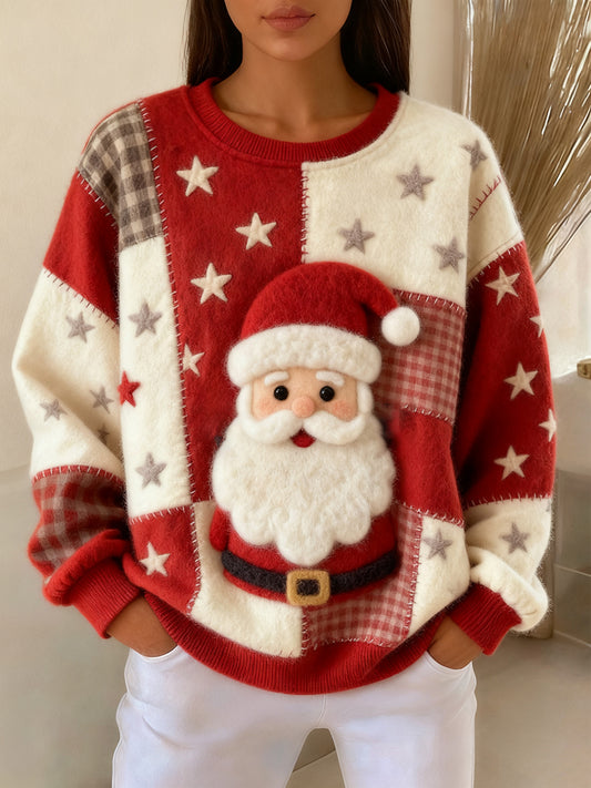Women's Vintage Christmas Santa Claus Printed Sweatshirt