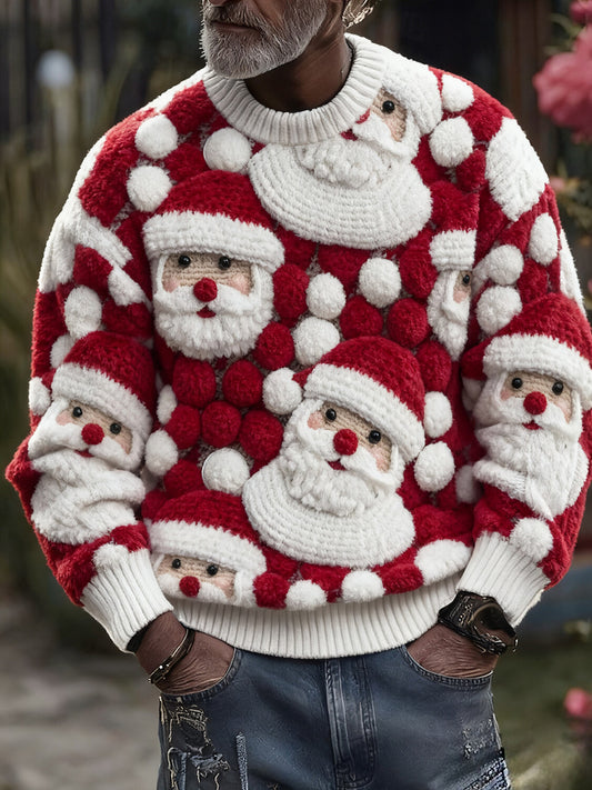 Men's Vintage Christmas Santa Claus Printed Sweater