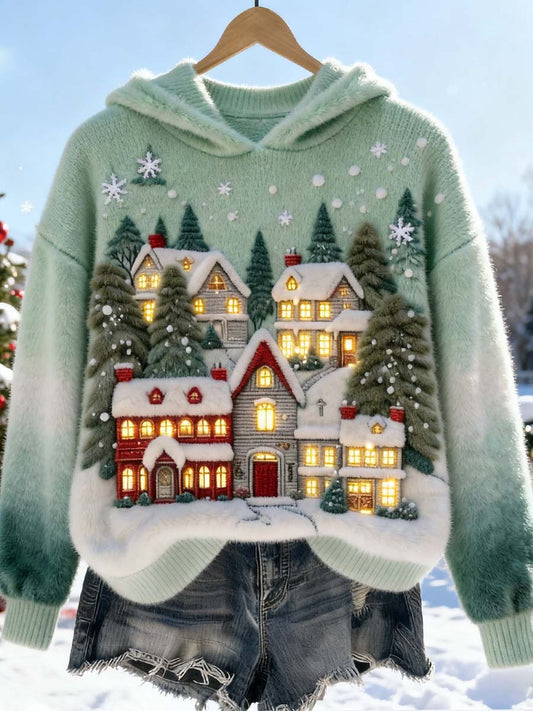 Women's Christmas Inspired Embroidered Cozy Knit Sweater