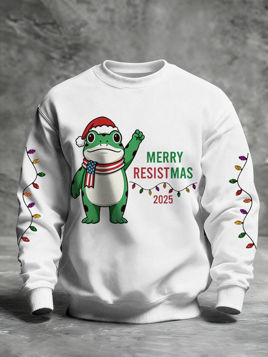Men's Merry Resistmas Portland Frog Printed Sweatshirt