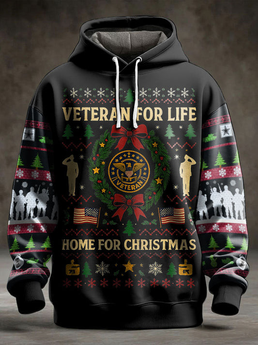 Men's Funny Veteran Christmas Printed Hoodie