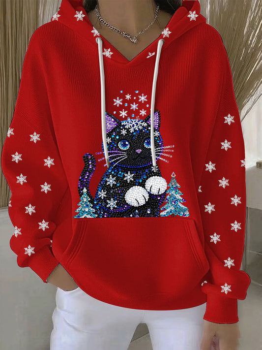 Women's Christmas Print Casual Hoodie