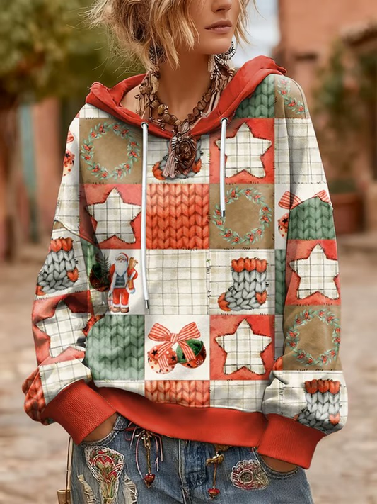 Women's Christmas art print Drawstring Hoodie