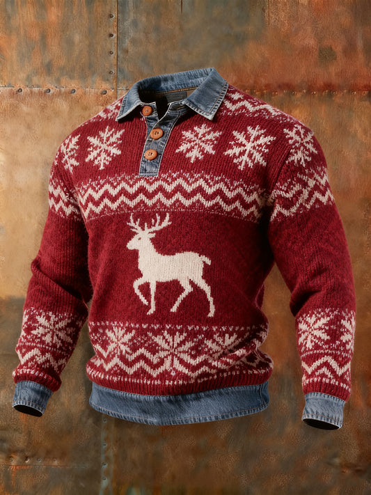 Men's Autumn and Winter Denim Collar Top