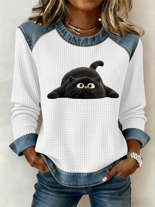 Women's Funny Black Cat Sweatshirt