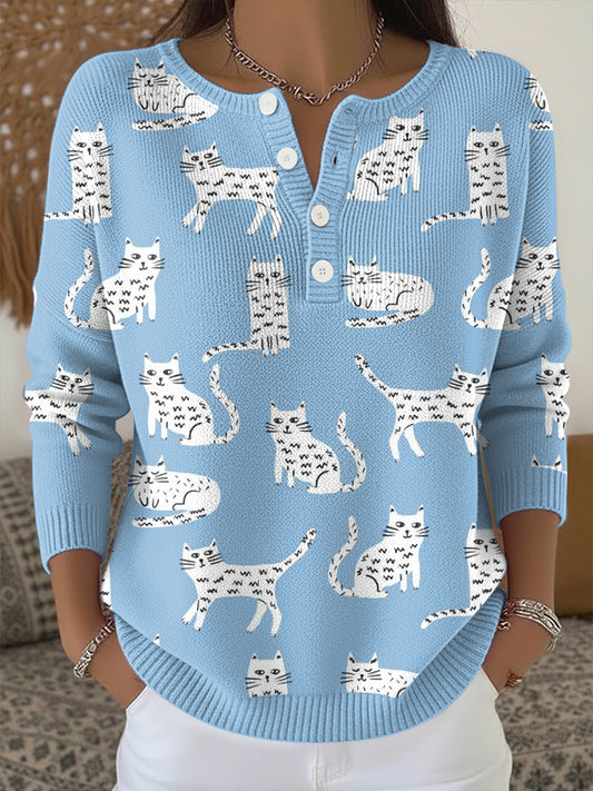 Women's Cute Animal Print Knit Top