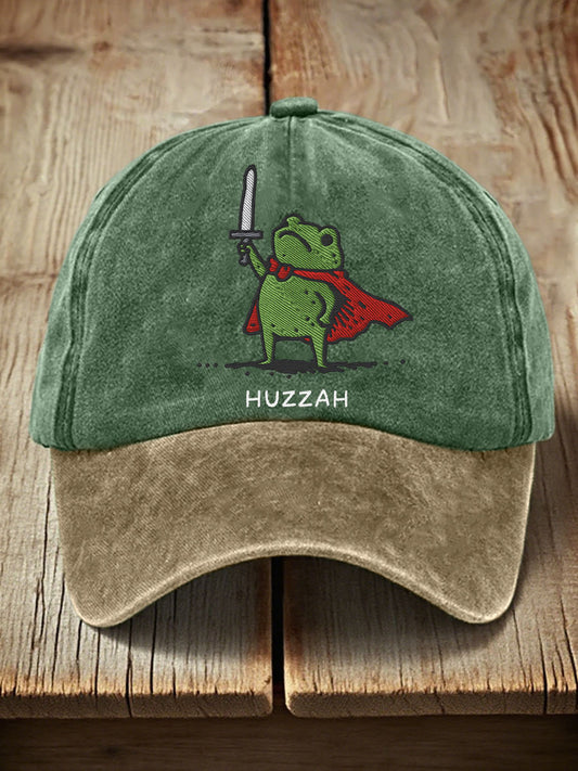 Unisex Huzzah Frog Embroidered Hat