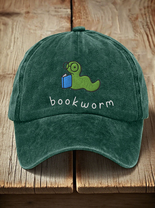 Unisex Bookworm Embroidered Vintage Hat