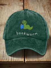 Unisex Bookworm Embroidered Vintage Hat