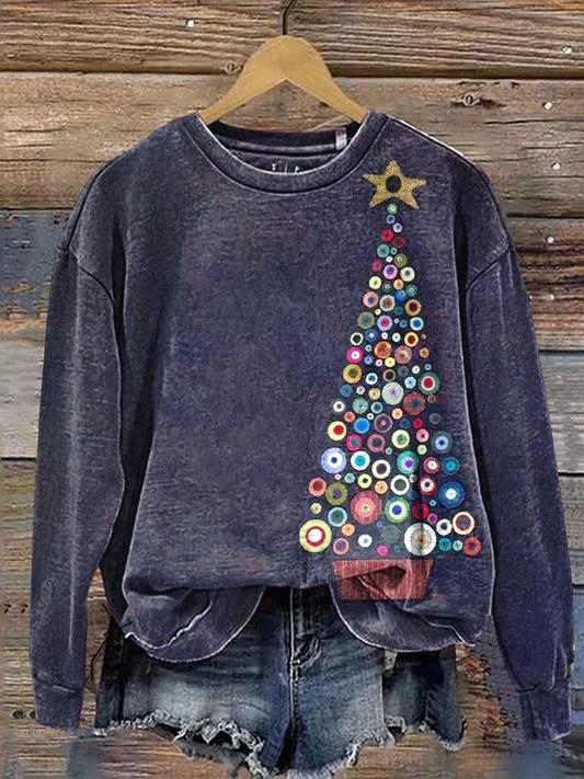 Women's Christmas tree Print Regular Sweatshirt