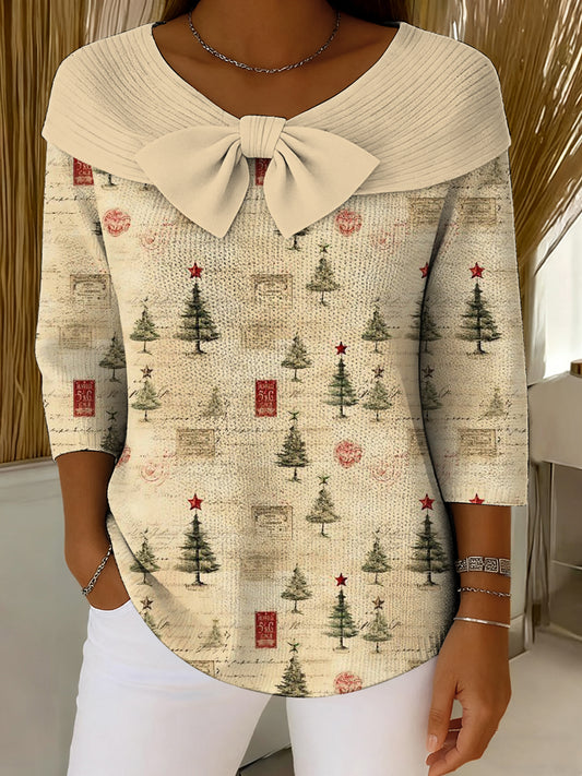 Women's Merry Christmas Print Ribbed top