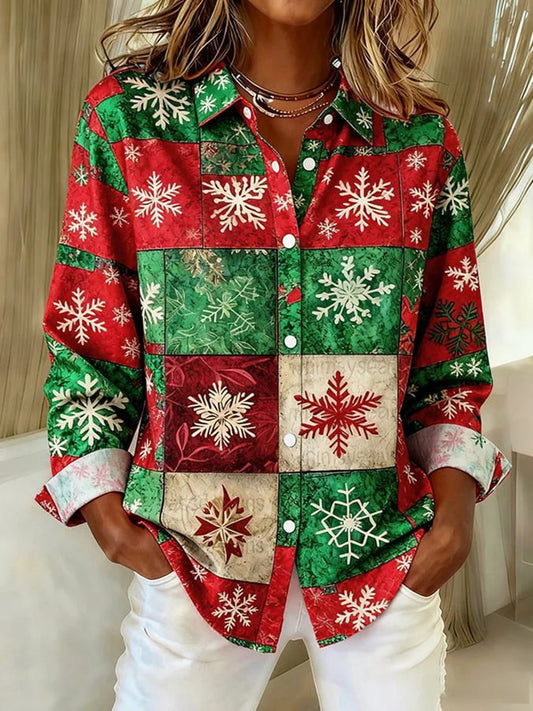 Women's Vintage Christmas Printed Shirt
