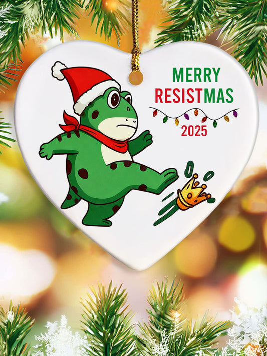Merry Resistmas Portland Frog Printed Acrylic Decorative Ornament