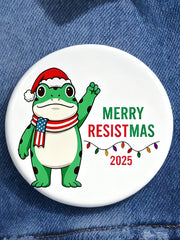 Merry Resistmas Portland Frog Printed Pins