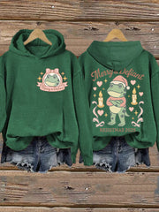 Women's Merry Resistmas Portland Frog Printed Hoodie