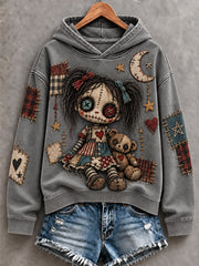 Women's Halloween Art Patchwork Print Casual Hoodie