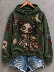 Women's Halloween Art Patchwork Print Casual Hoodie