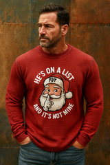 Men's Santa Claus FDT Waffle Print Casual T-Shirt