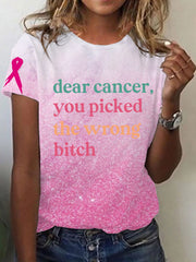 Women's Breast Cancer Awareness  Dear Cancer You Picked The Wrong Bitch Short Sleeve T-Shirt