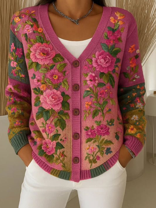 Women's Breast Cancer Pink Floral Cardigan